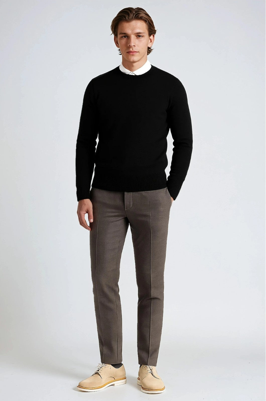 Men's Classic Crew Neck Pullover Sweater - Black