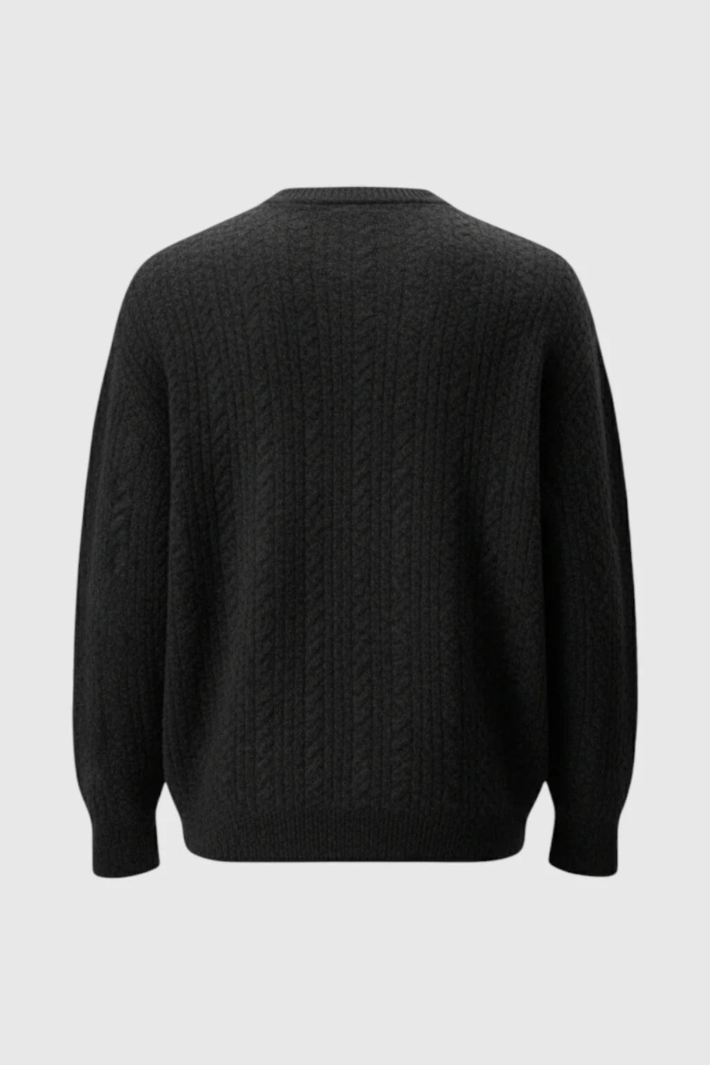 Men's Cable Knit Sweater met Klein V-Hals - Black
