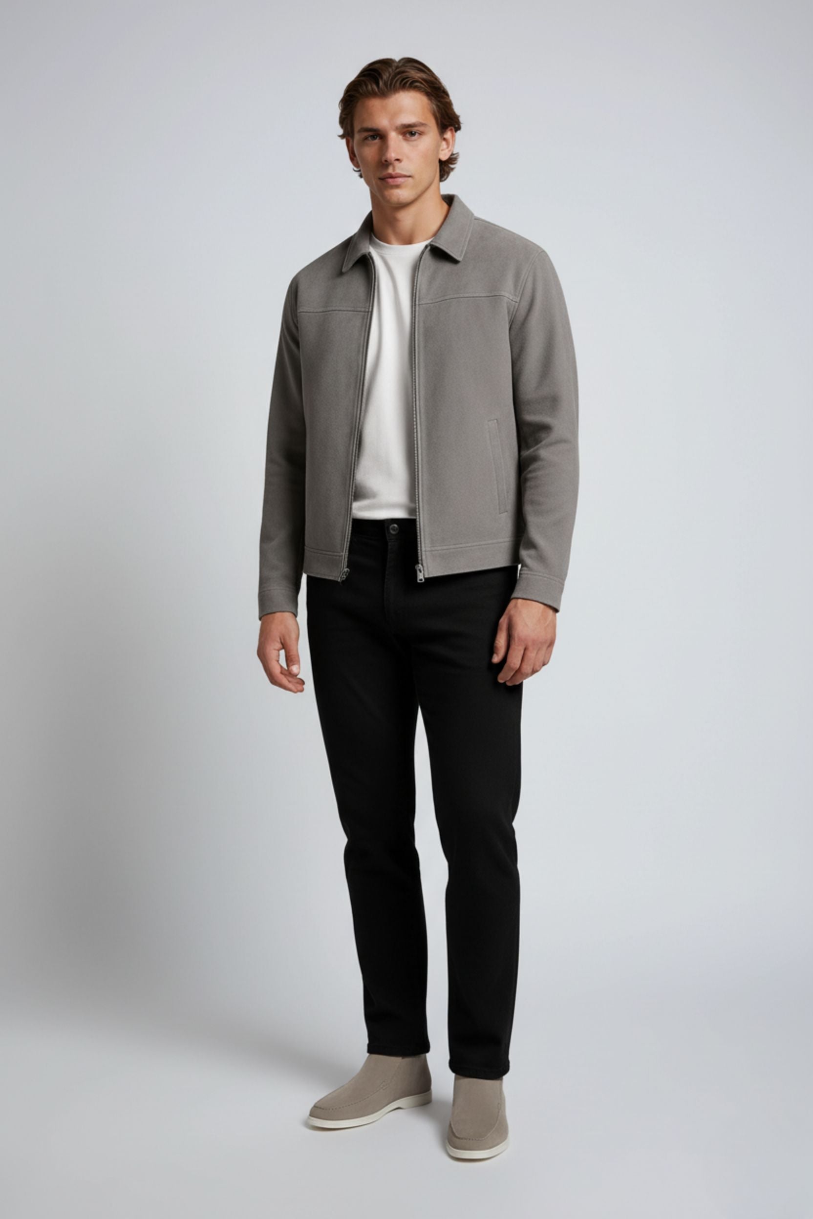 Gray Suède Jacket voor Men's