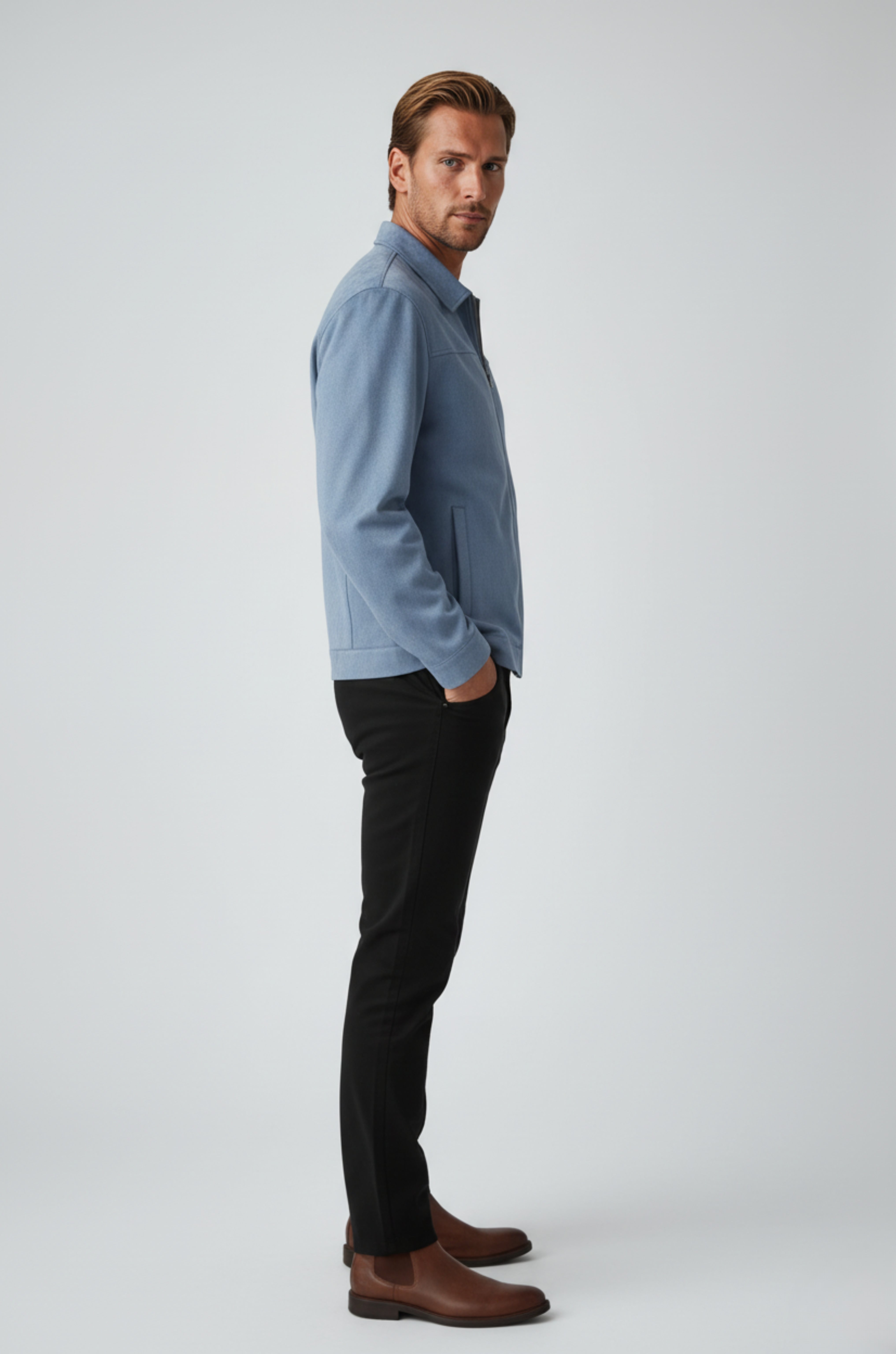 Dusty Blue Suède Jacket voor Men's
