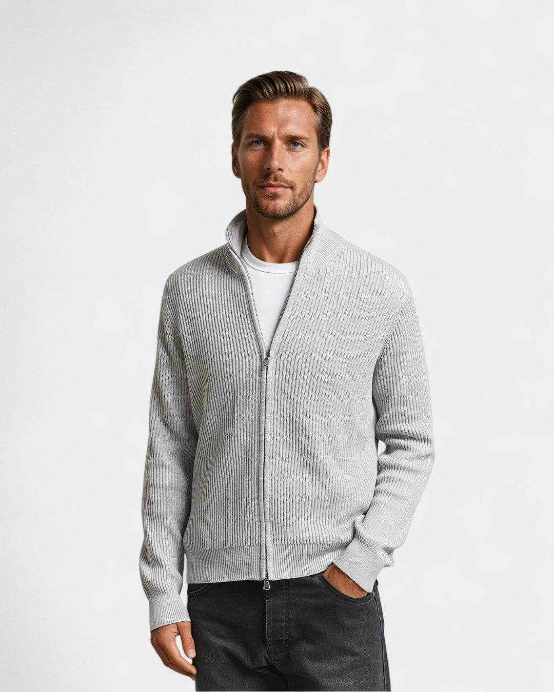 Montclair Knitted Zip Ribbed Cardigan