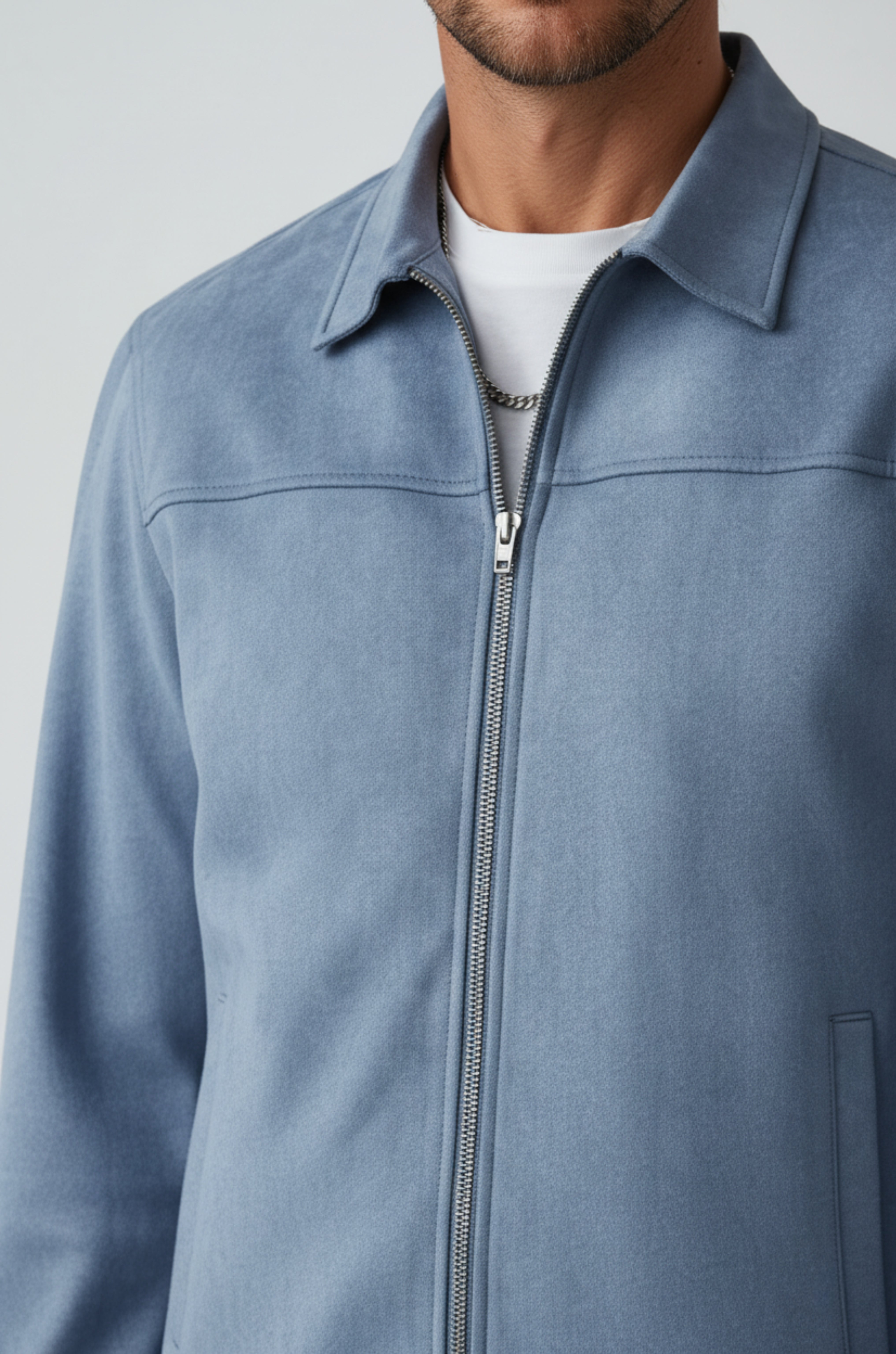 Dusty Blue Suède Jacket voor Men's