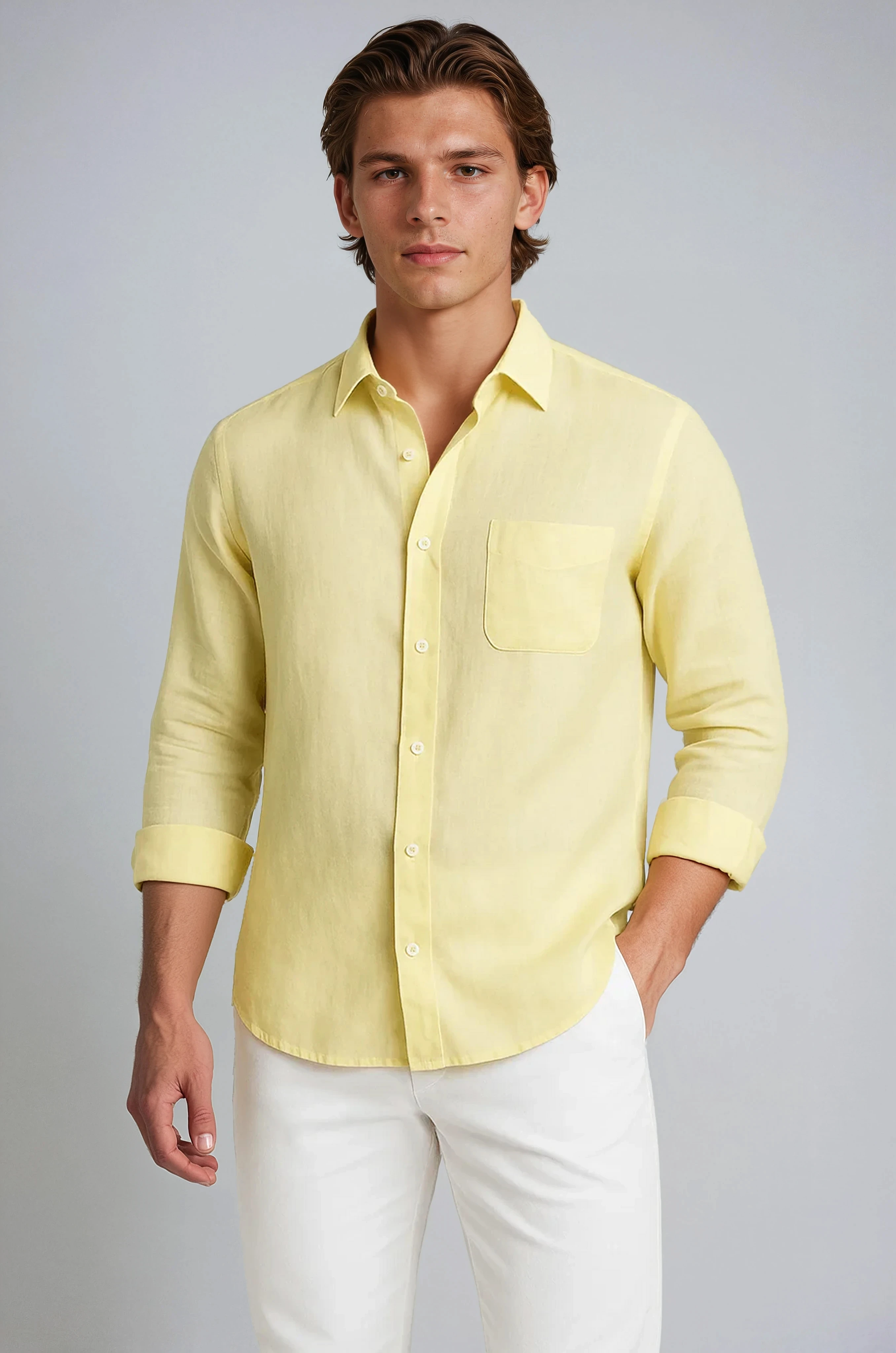 Monaco Linen Shirt - Light Yellow