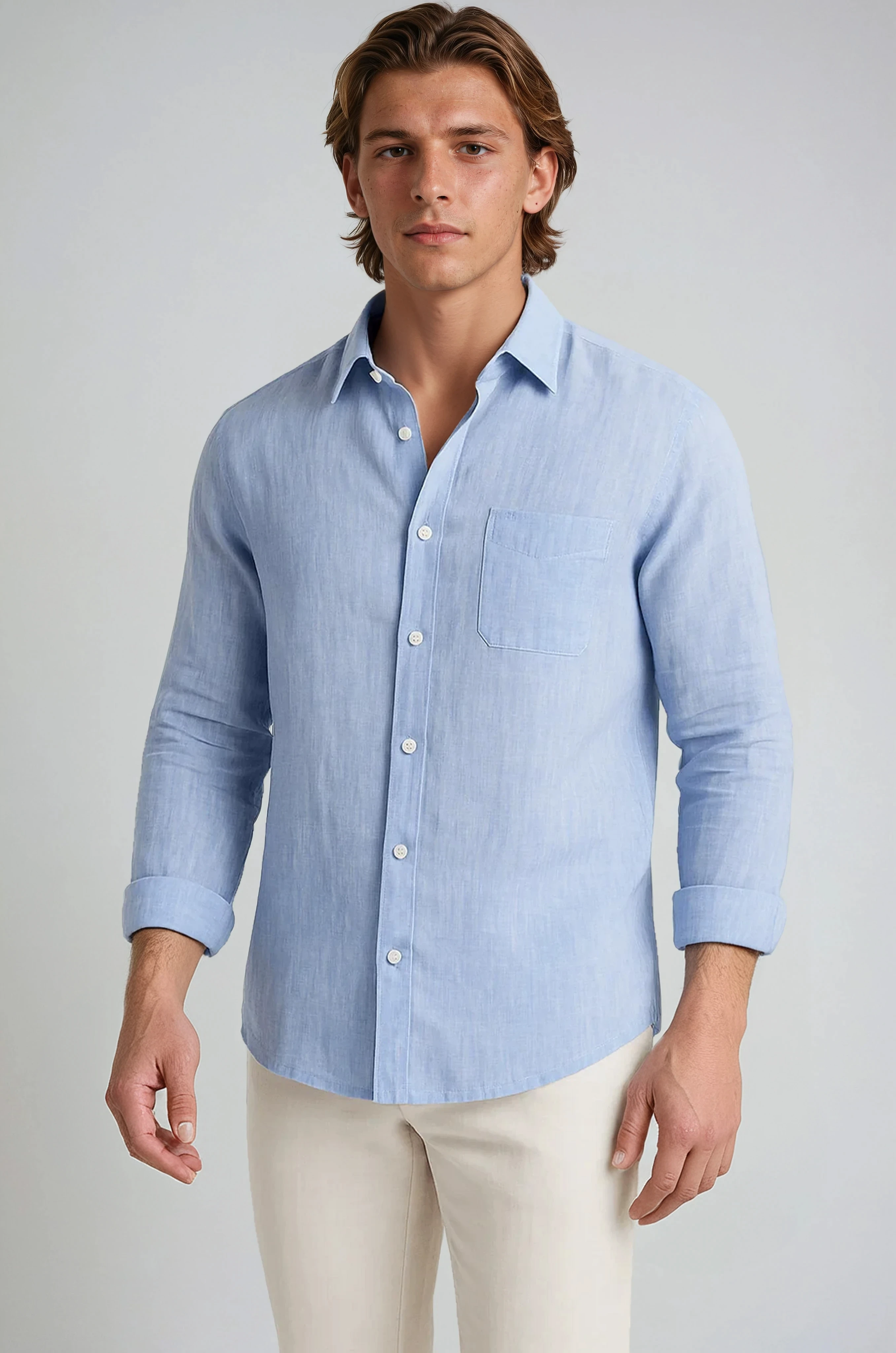 Monaco Linen Shirt - Light Blue