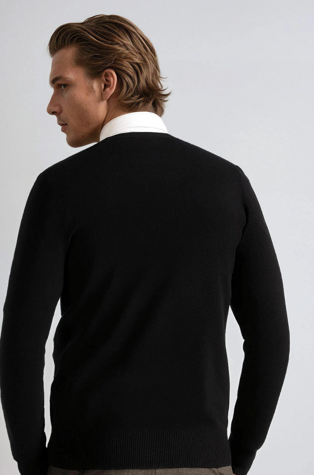 Men's Classic Crew Neck Pullover Sweater - Black