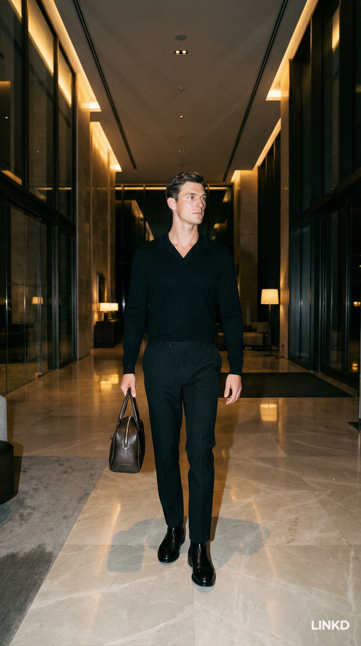 Men's Long Sleeve Knit Shirt met Lapel Collar