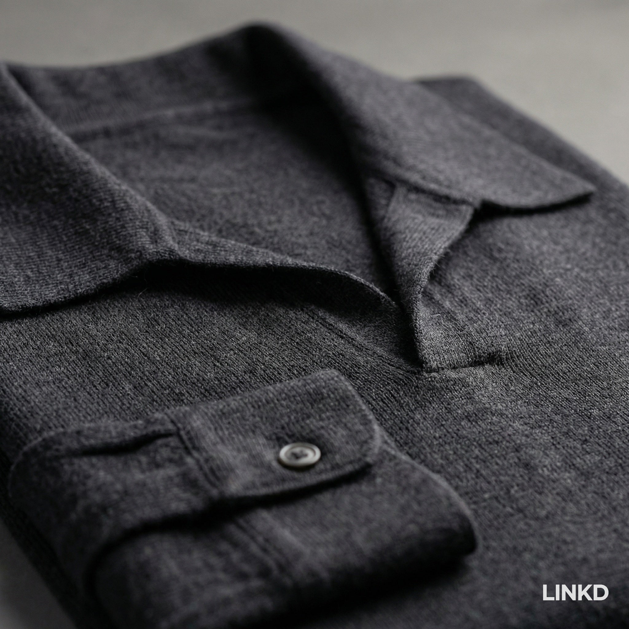 Men's Long Sleeve Knit Shirt met Lapel Collar