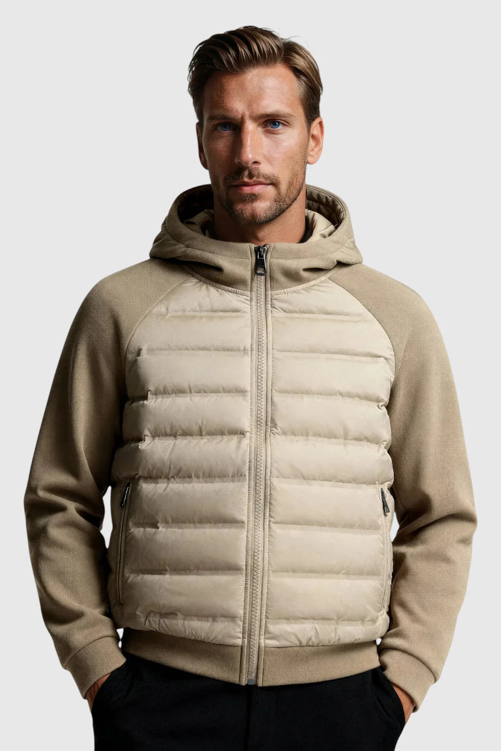 Loose Fit Donsjack met Capuchon - Beige