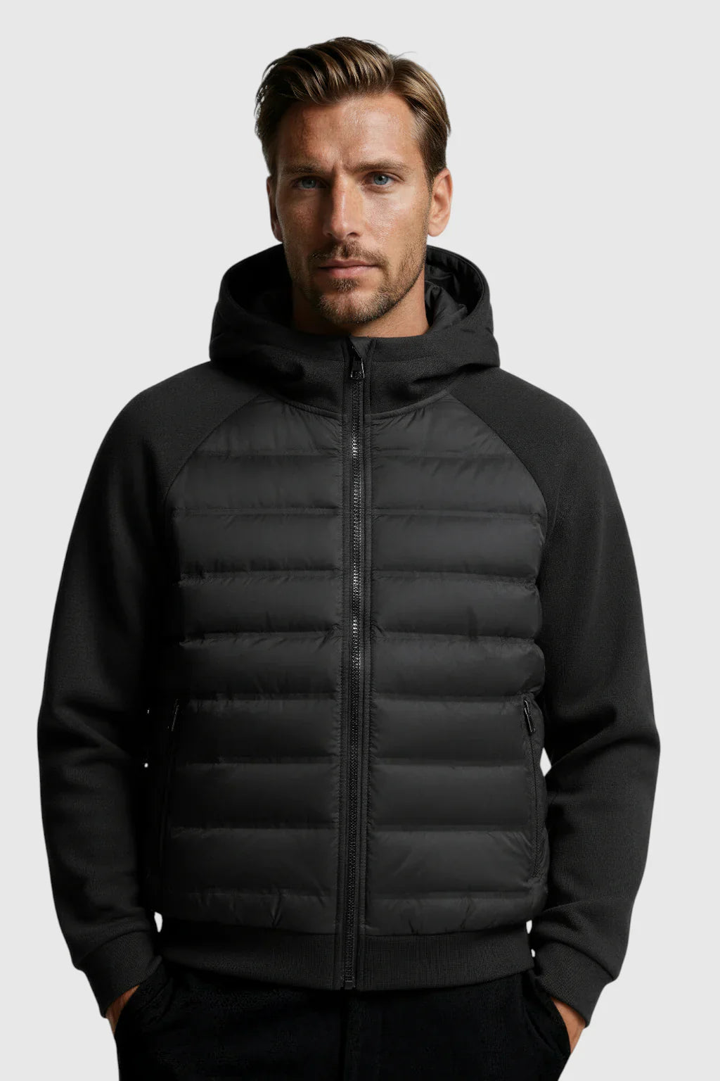 Loose Fit Donsjack met Capuchon - Black