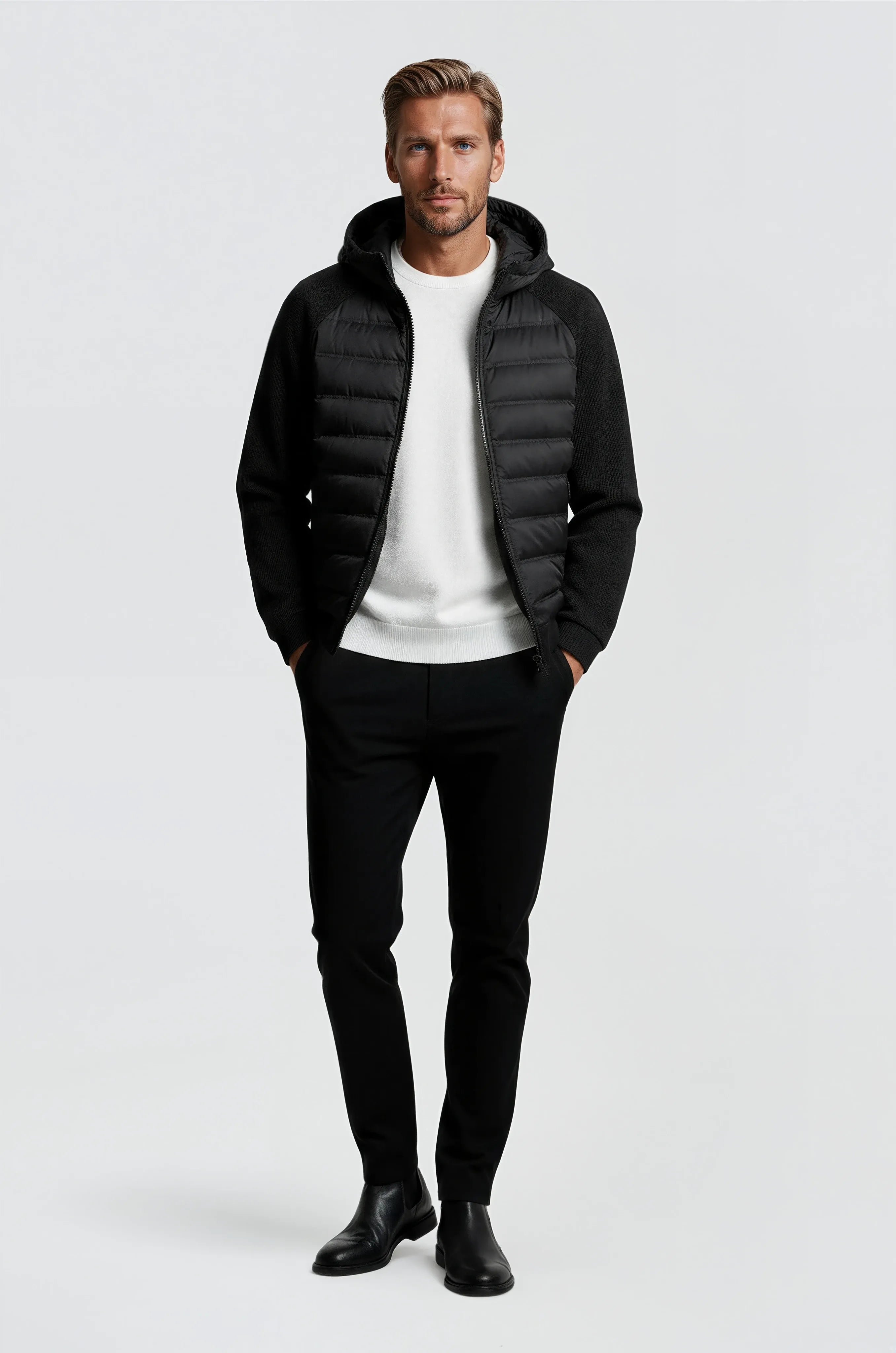 Loose Fit Donsjack met Capuchon - Black