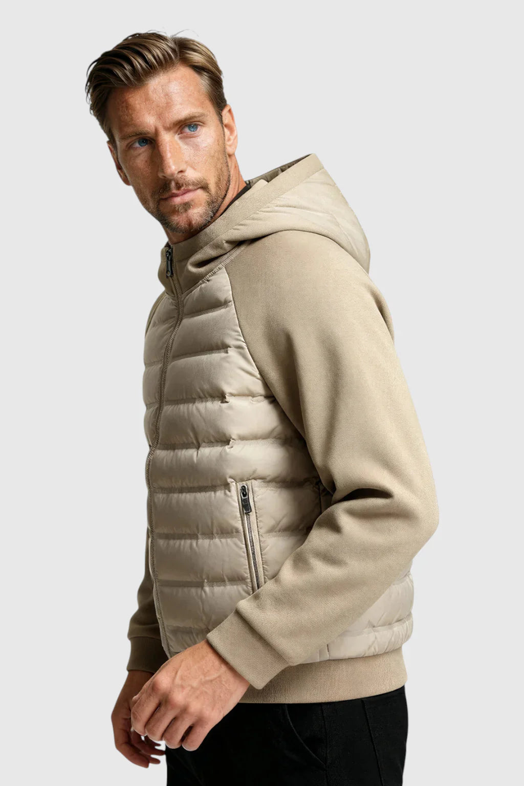 Loose Fit Donsjack met Capuchon - Beige