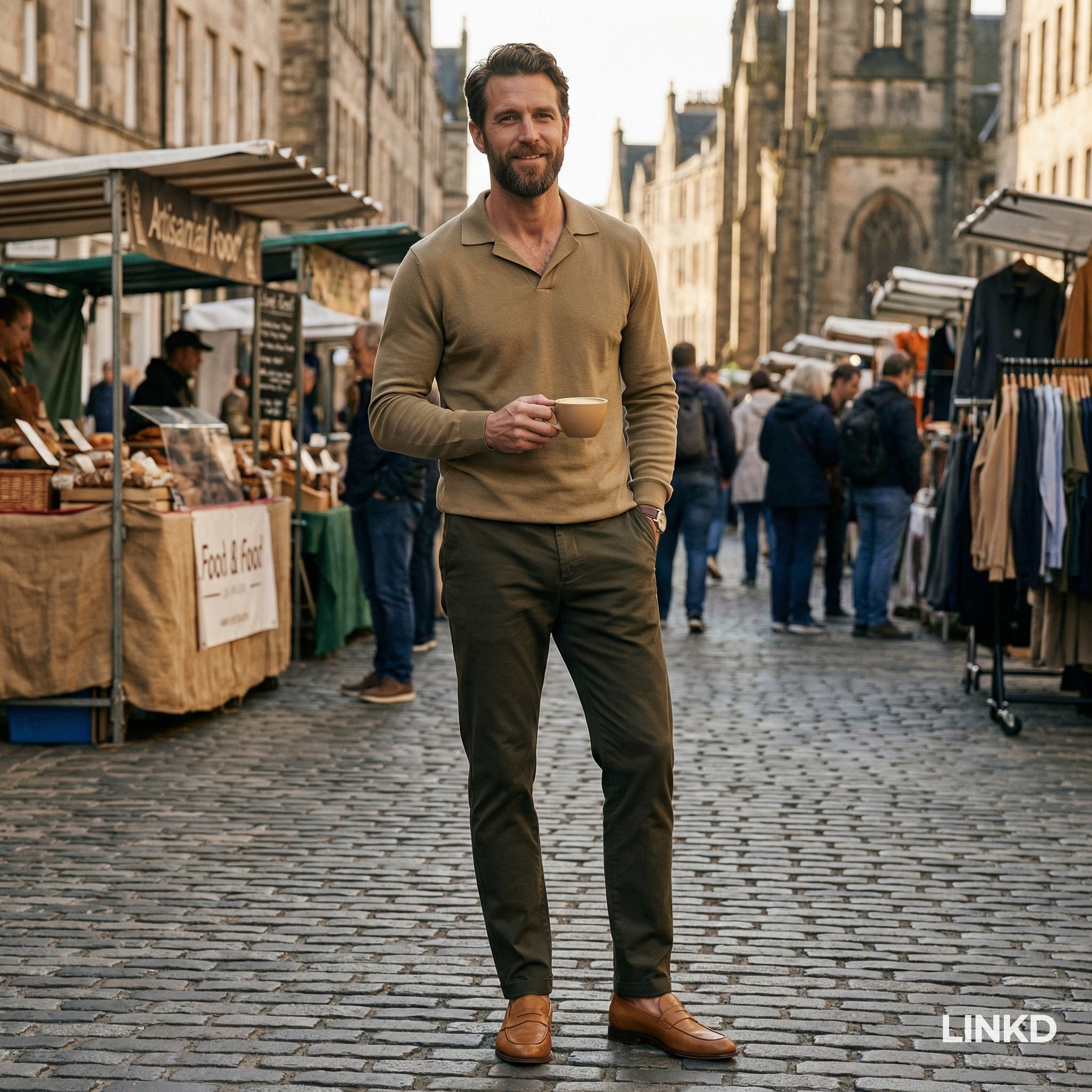 Men's Long Sleeve Knit Shirt met Lapel Collar