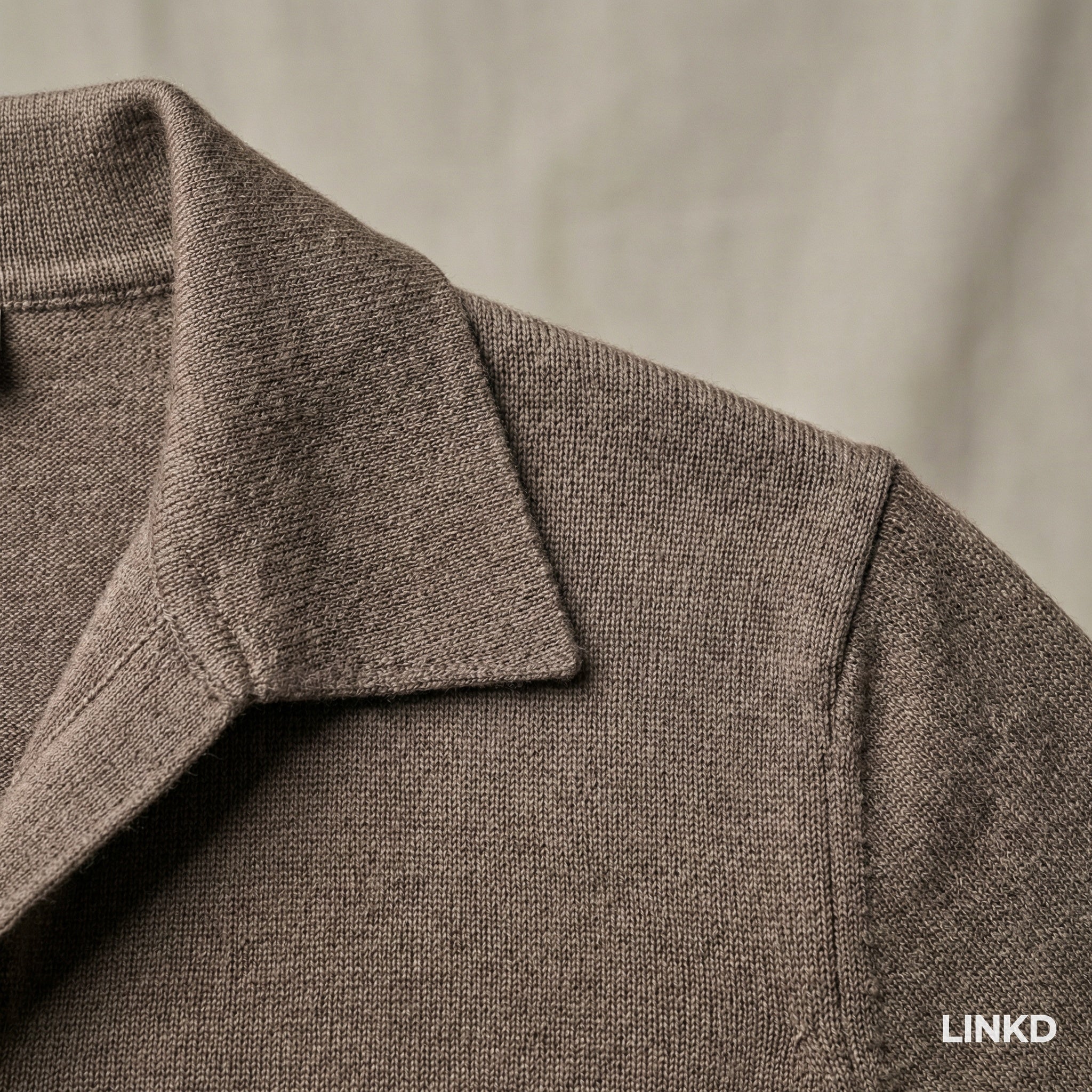 Men's Long Sleeve Knit Shirt met Lapel Collar