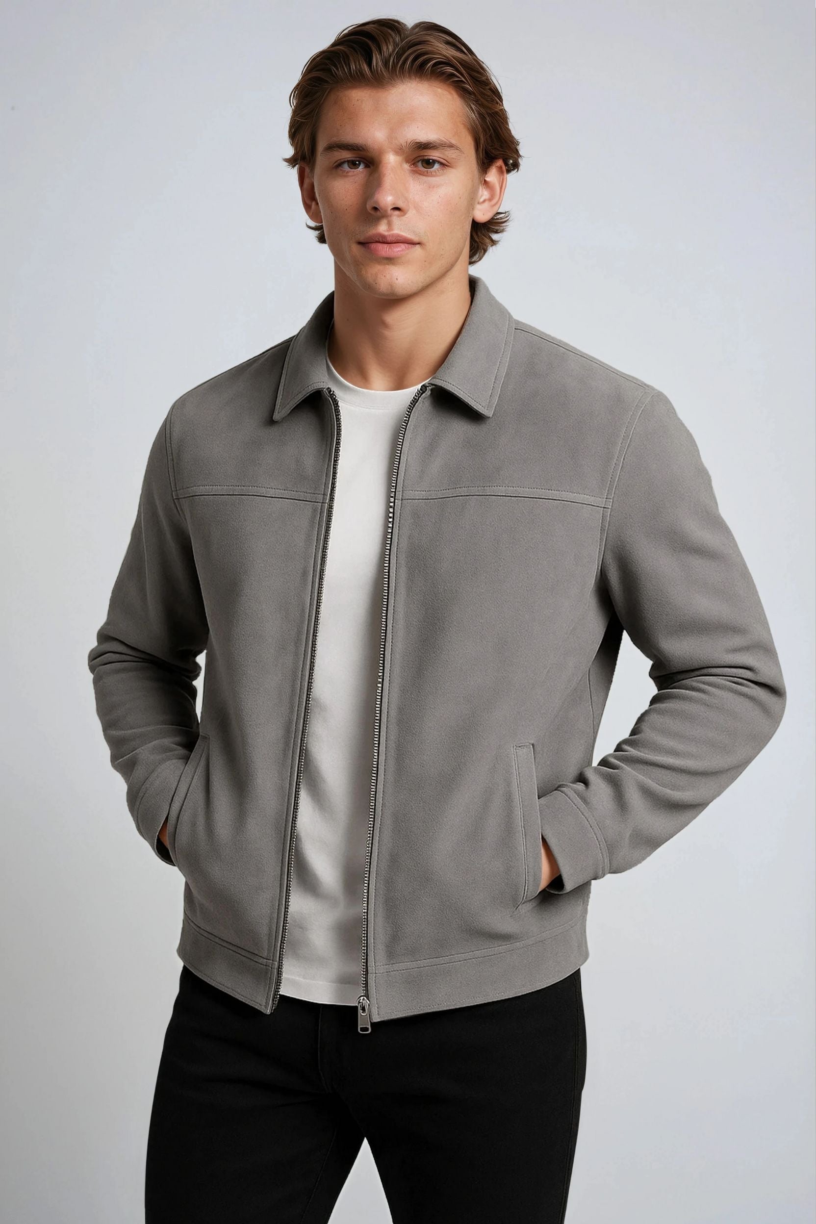 Gray Suède Jacket voor Men's