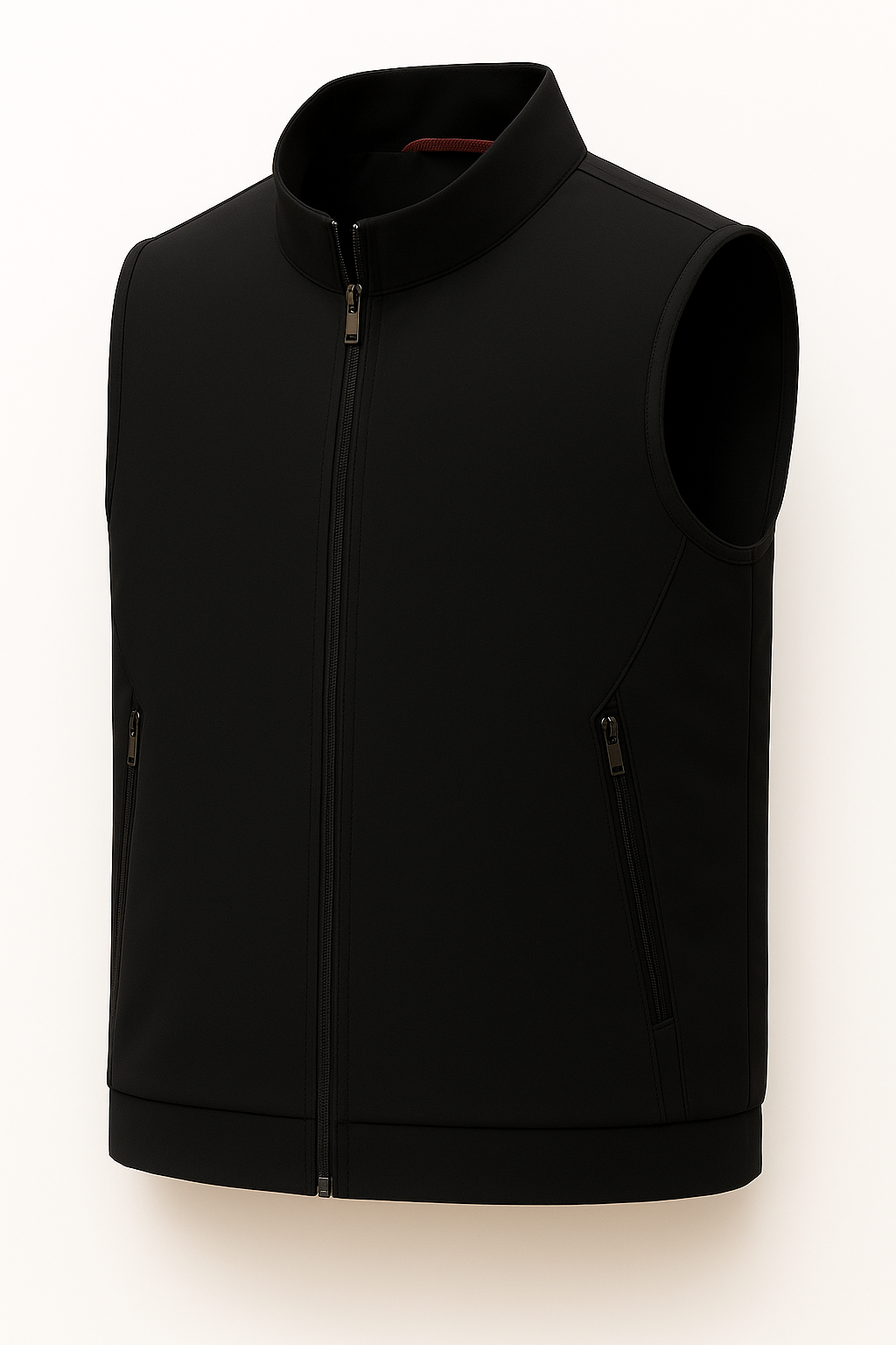 Casual Staande Collar Vest met Zip - Black