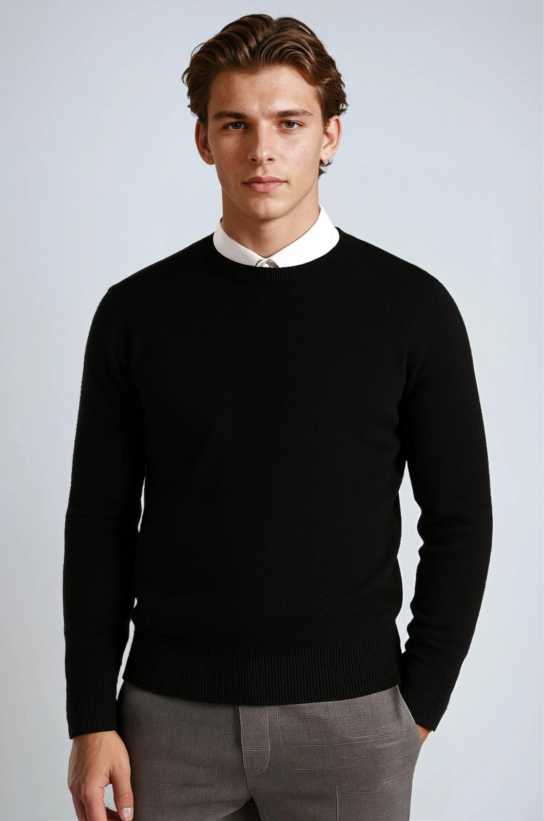 Men's Classic Crew Neck Pullover Sweater - Black