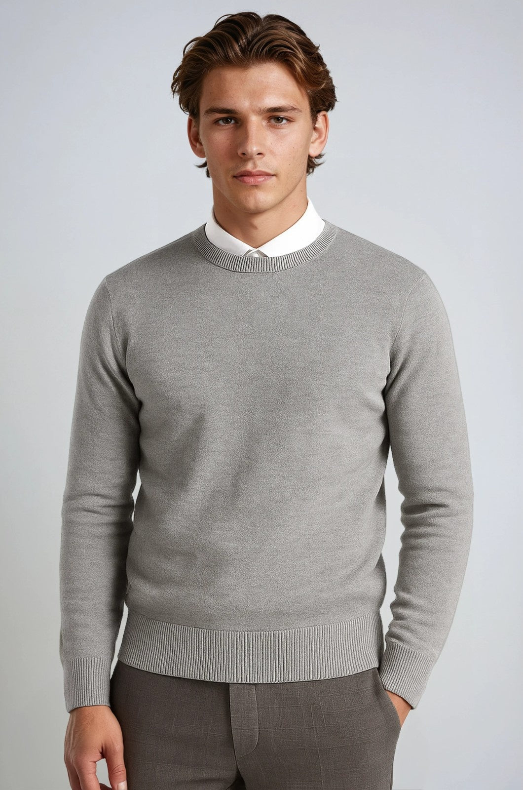 Men's Classic Crew Neck Pullover Sweater - Grey