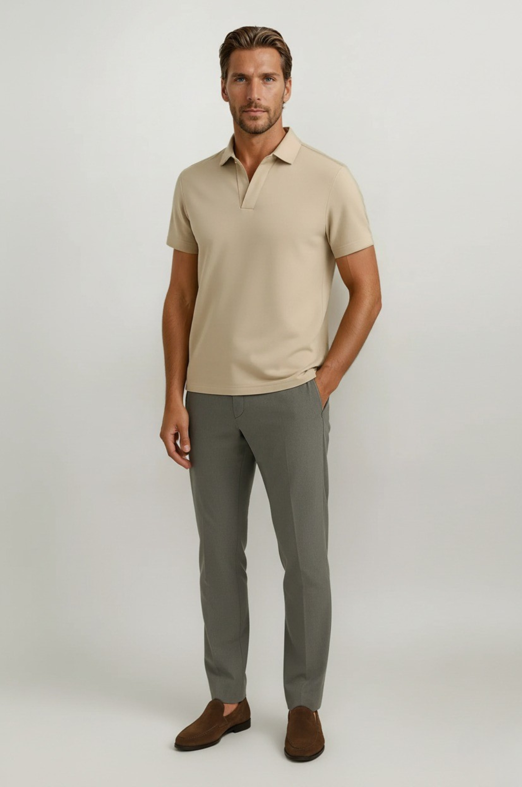 Men's Polo Shirt in Technische Stof Slim Fit