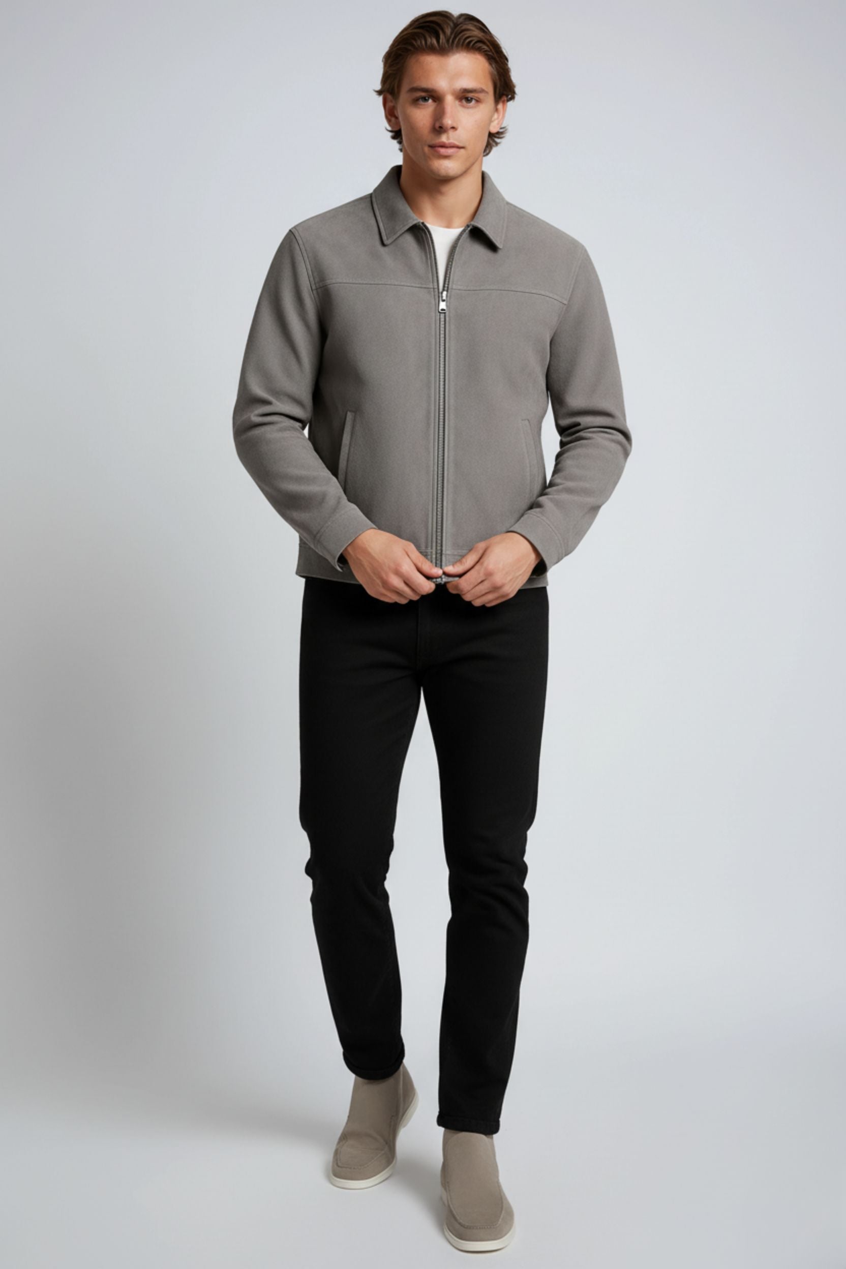 Gray Suède Jacket voor Men's