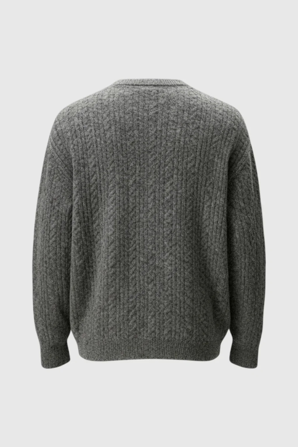 Men's Cable Knit Sweater met Klein V-Hals - Grey