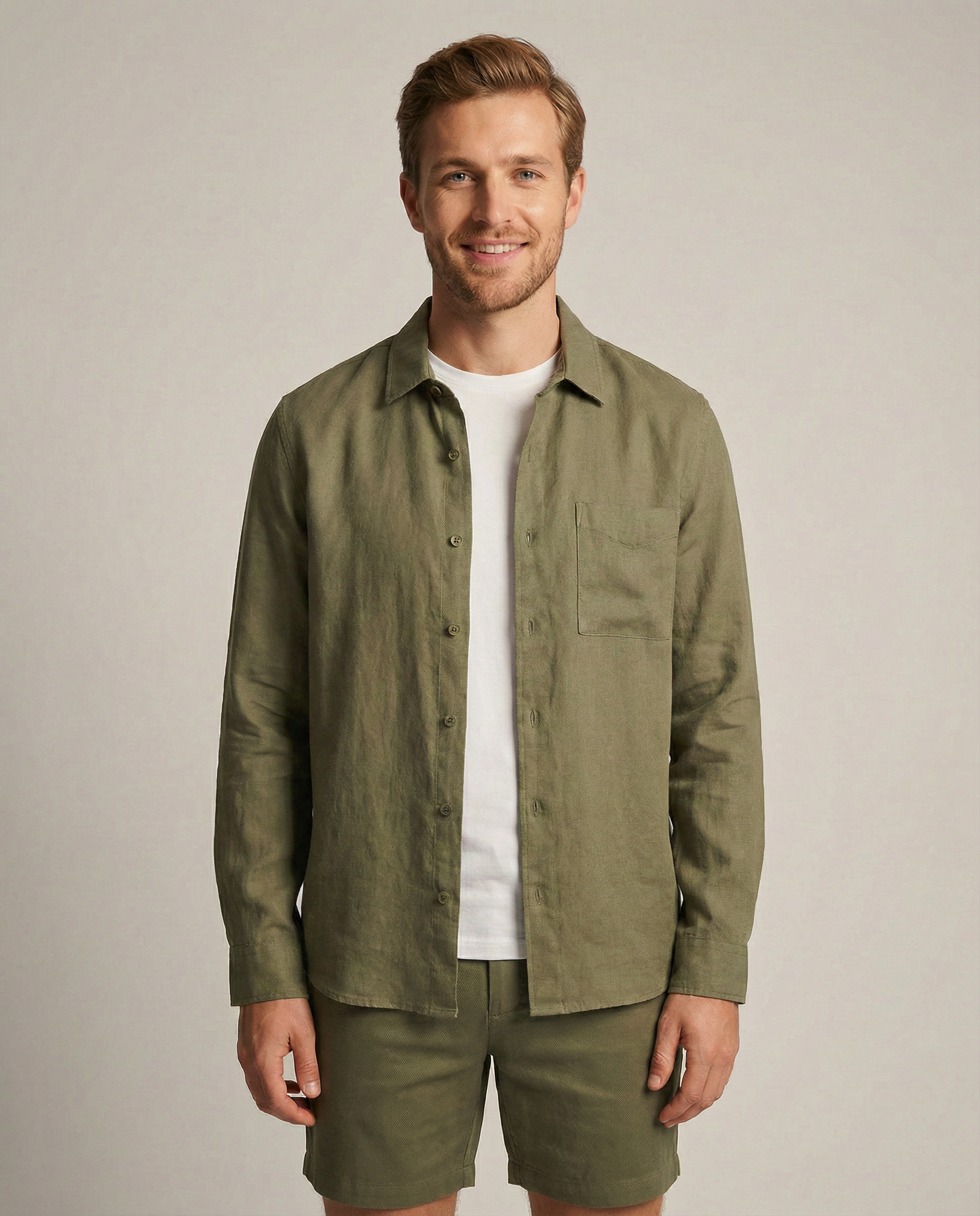 The Linen Co-ord Set — Olive