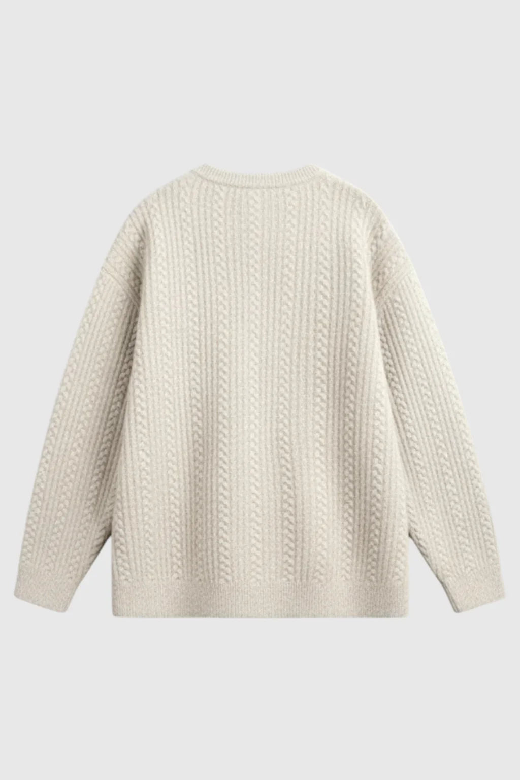 Men's Cable Knit Sweater met Klein V-Hals - Oatmeal