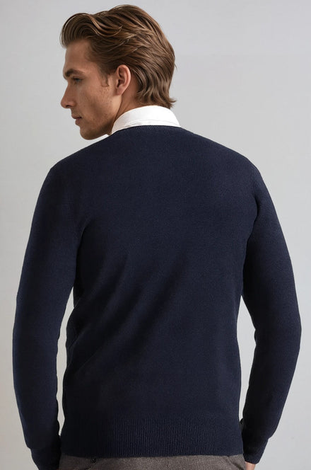 Men's Classic Crew Neck Pullover Sweater - Navy Blue