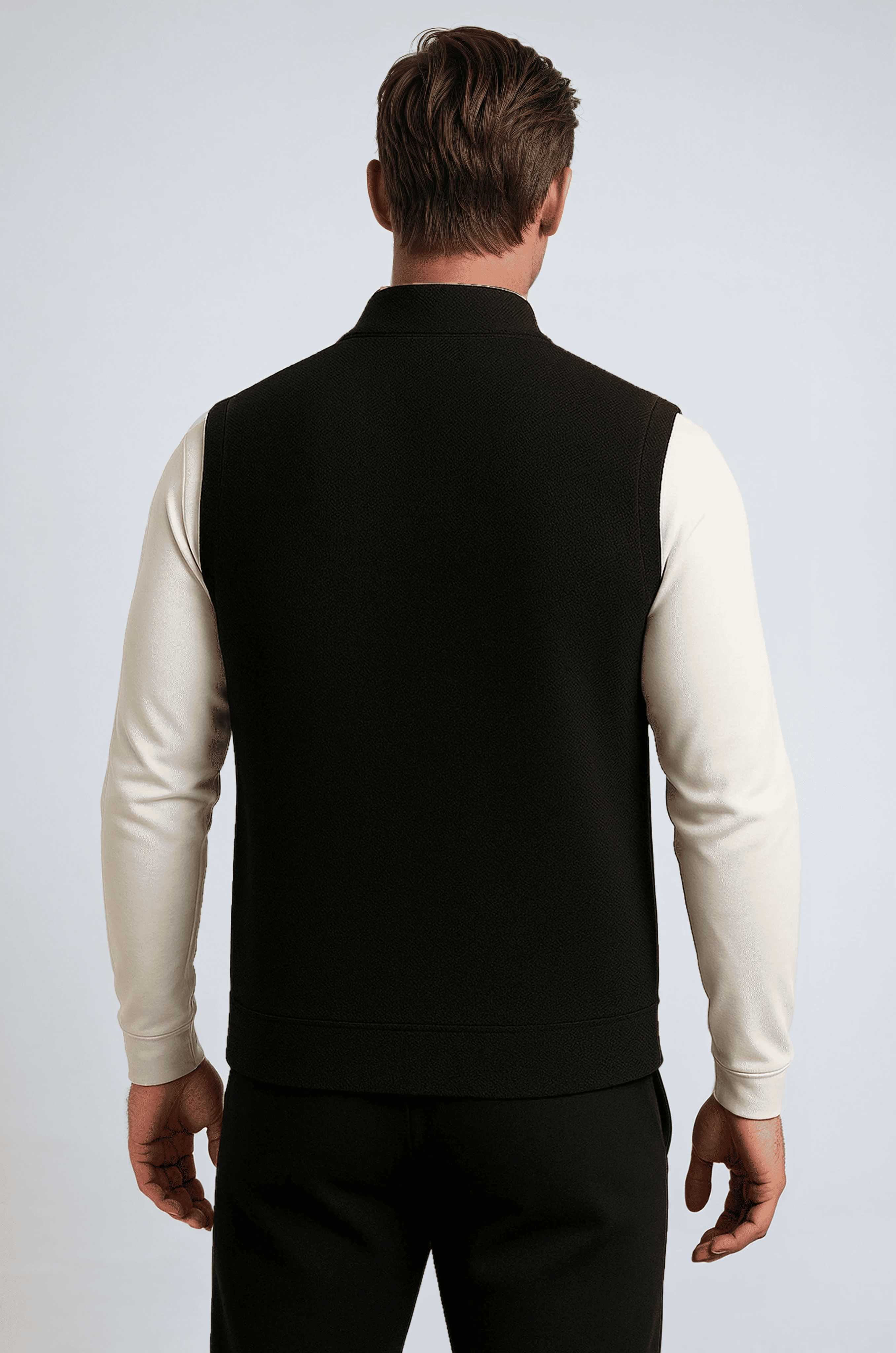 Classic Black Knitted Mouwloos Cardigan