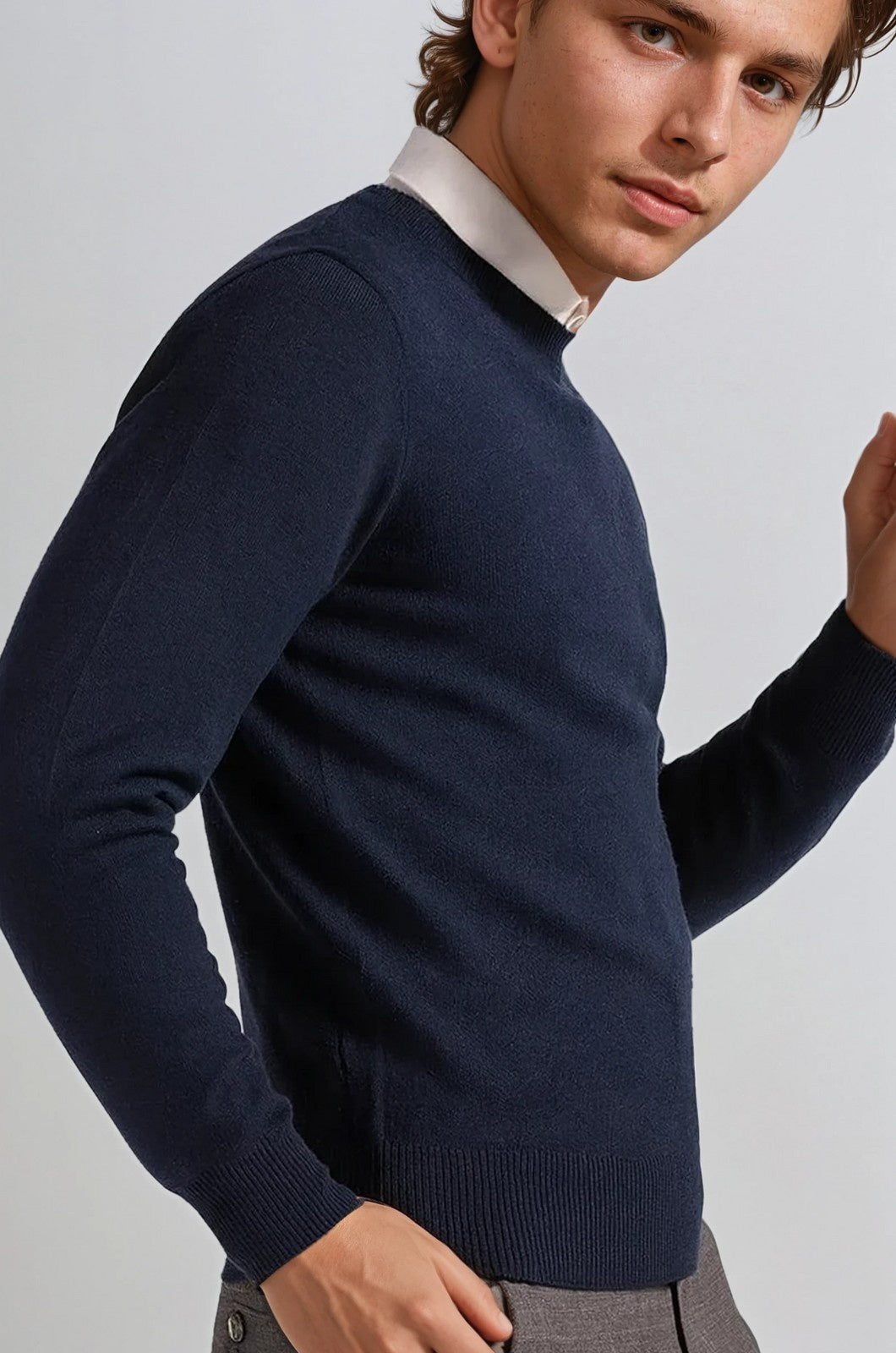 Men's Classic Crew Neck Pullover Sweater - Navy Blue