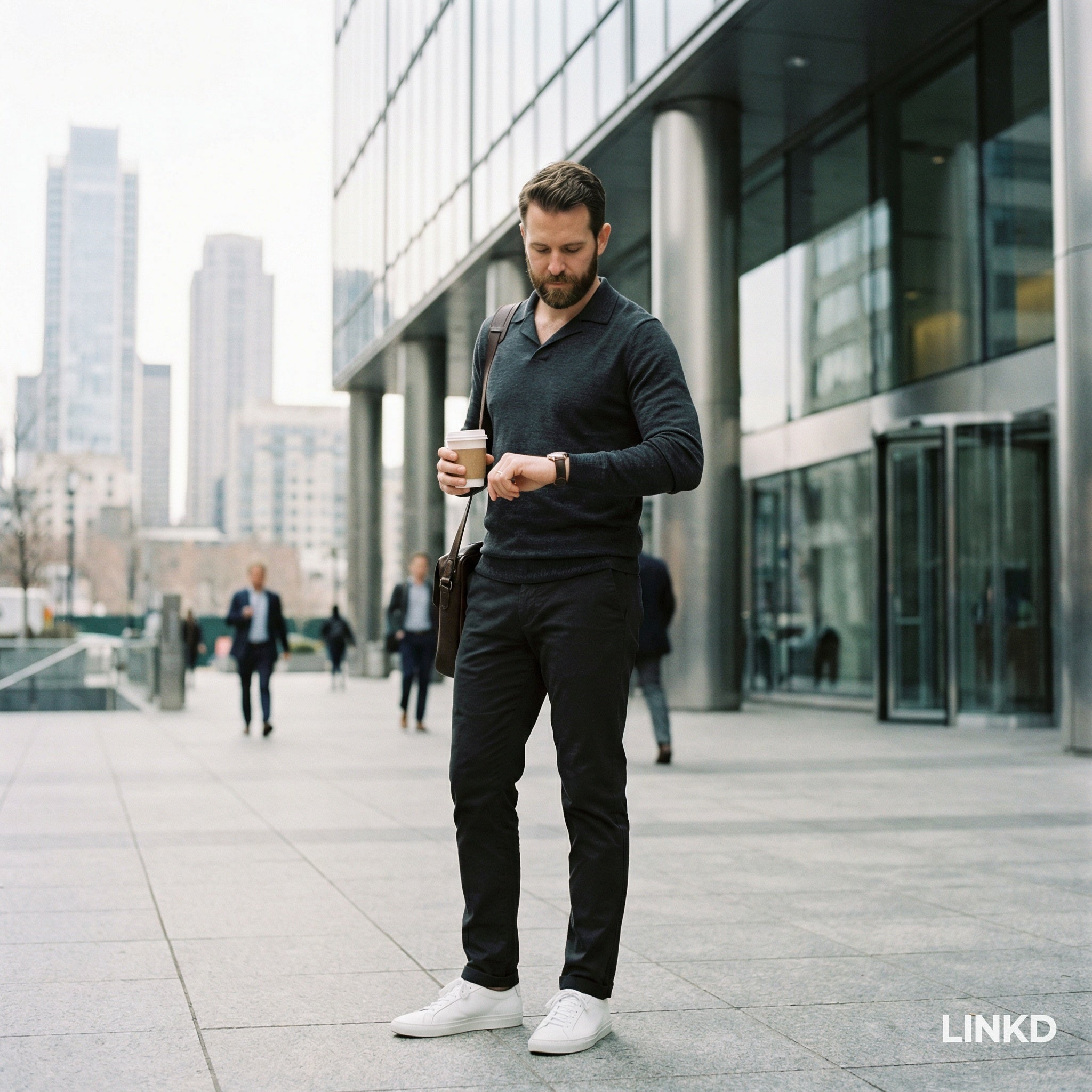 Men's Long Sleeve Knit Shirt met Lapel Collar