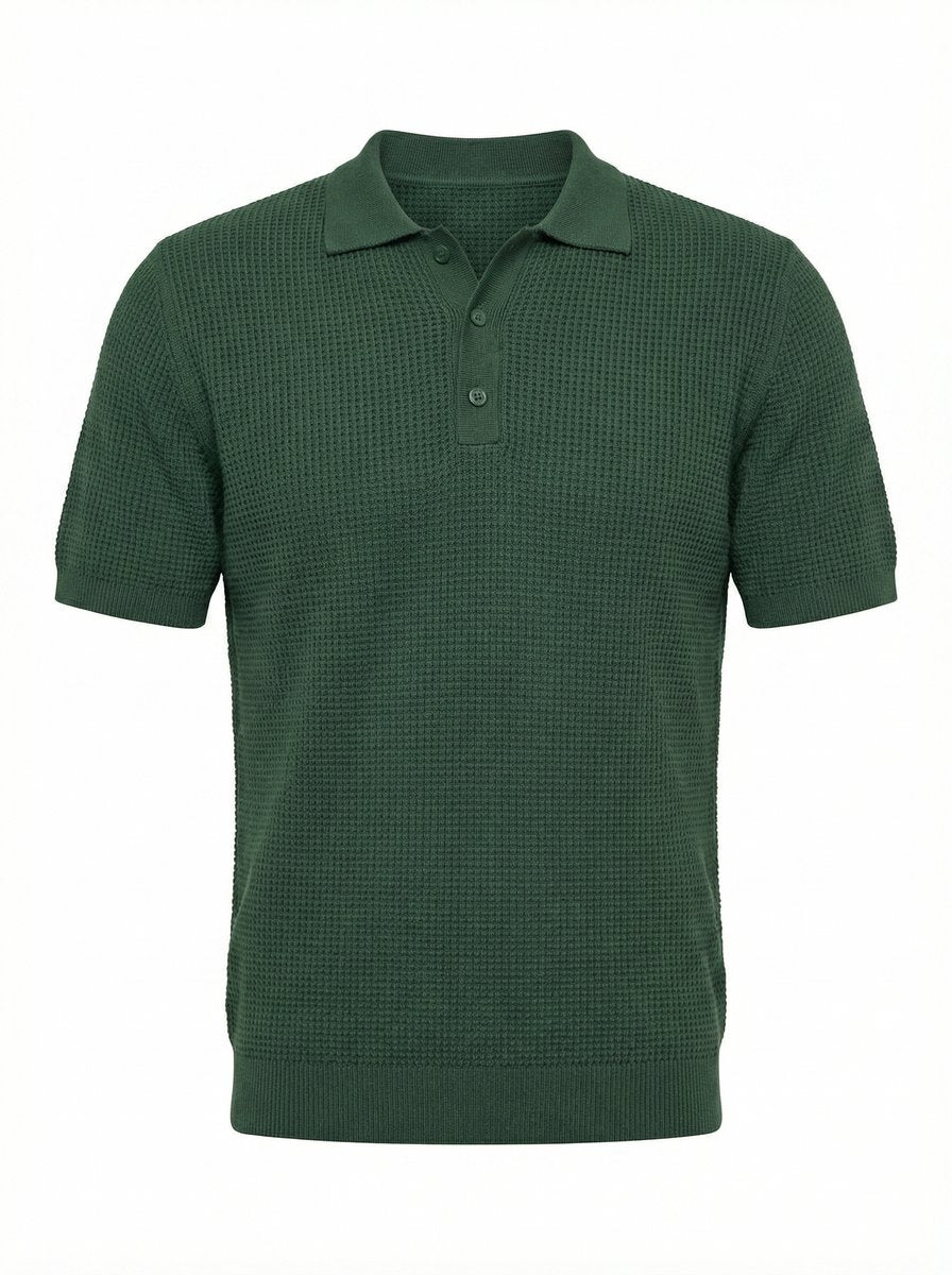 The Knit Polo — Forest Green | Product View | LINKD