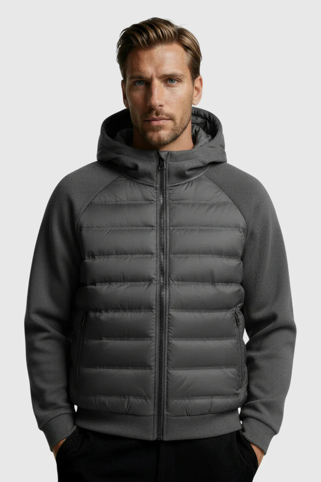 Loose Fit Donsjack met Capuchon - Charcoal Gray
