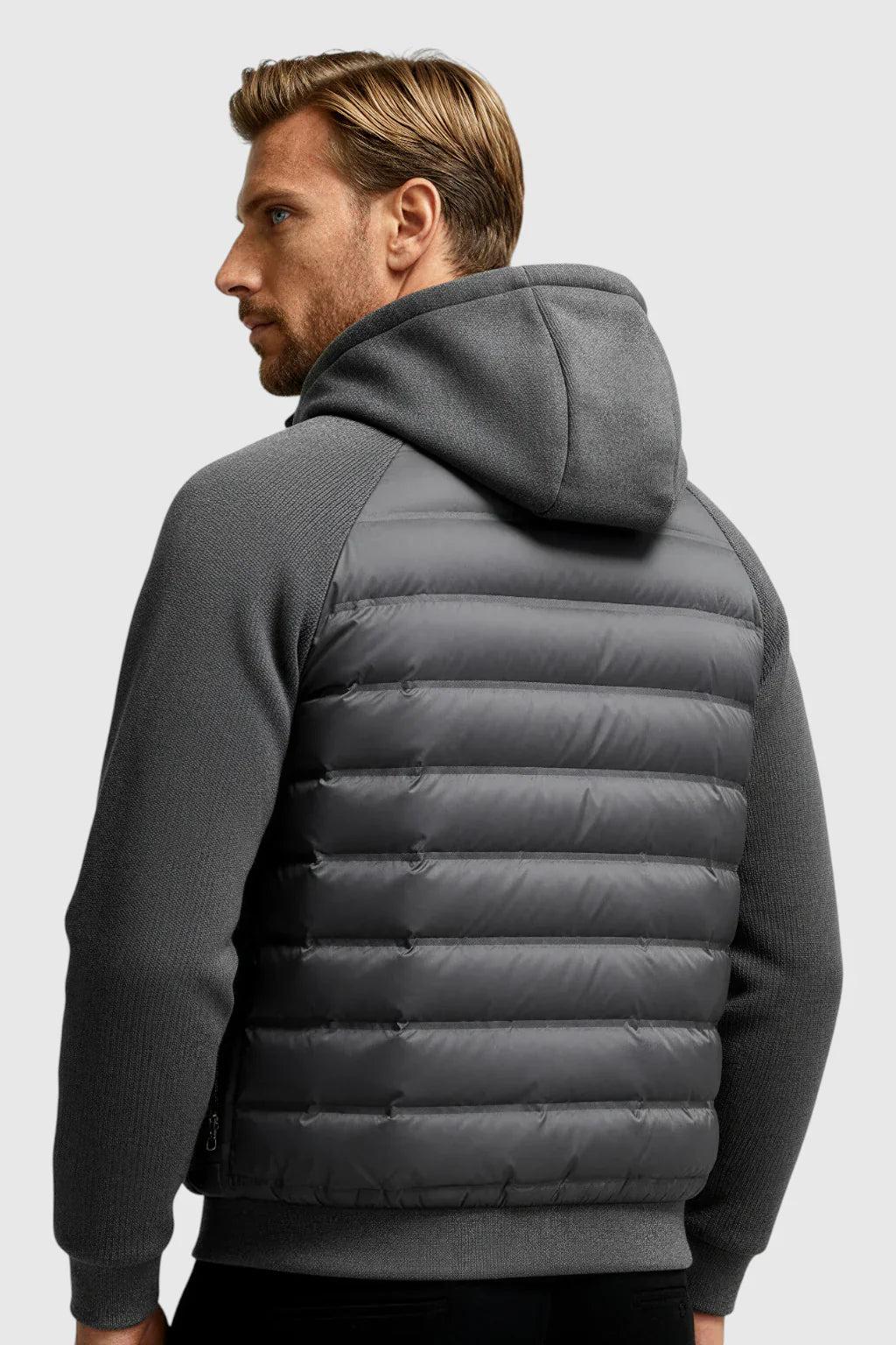 Loose Fit Donsjack met Capuchon - Charcoal Grey