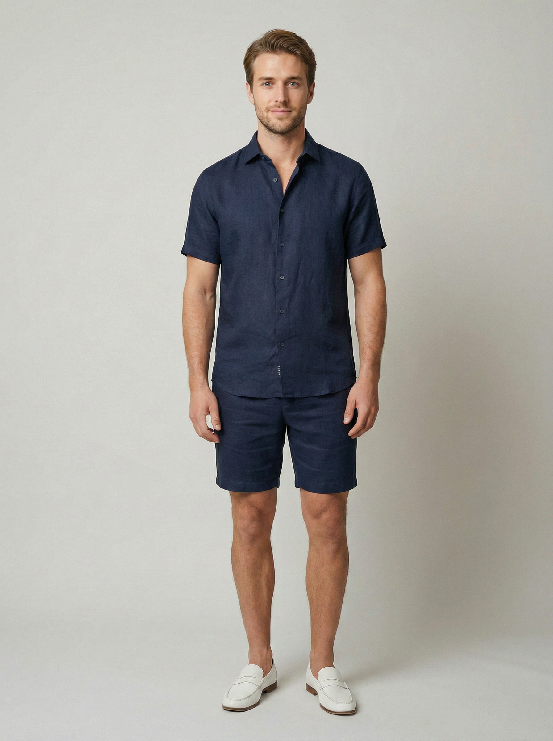 The Linen Co-ord Set — Navy