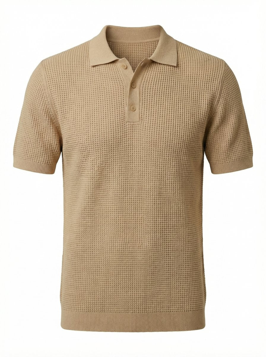 The Knit Polo — Warm Sand | Product View | LINKD